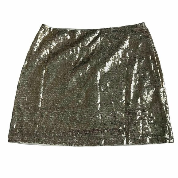 Gold Sequin Mini Skirt Size 6 - Picture 1 of 3